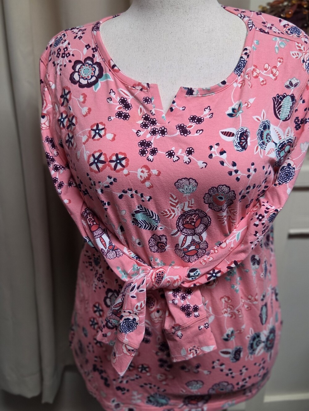 Talbots Pink Floral Top Size XL
